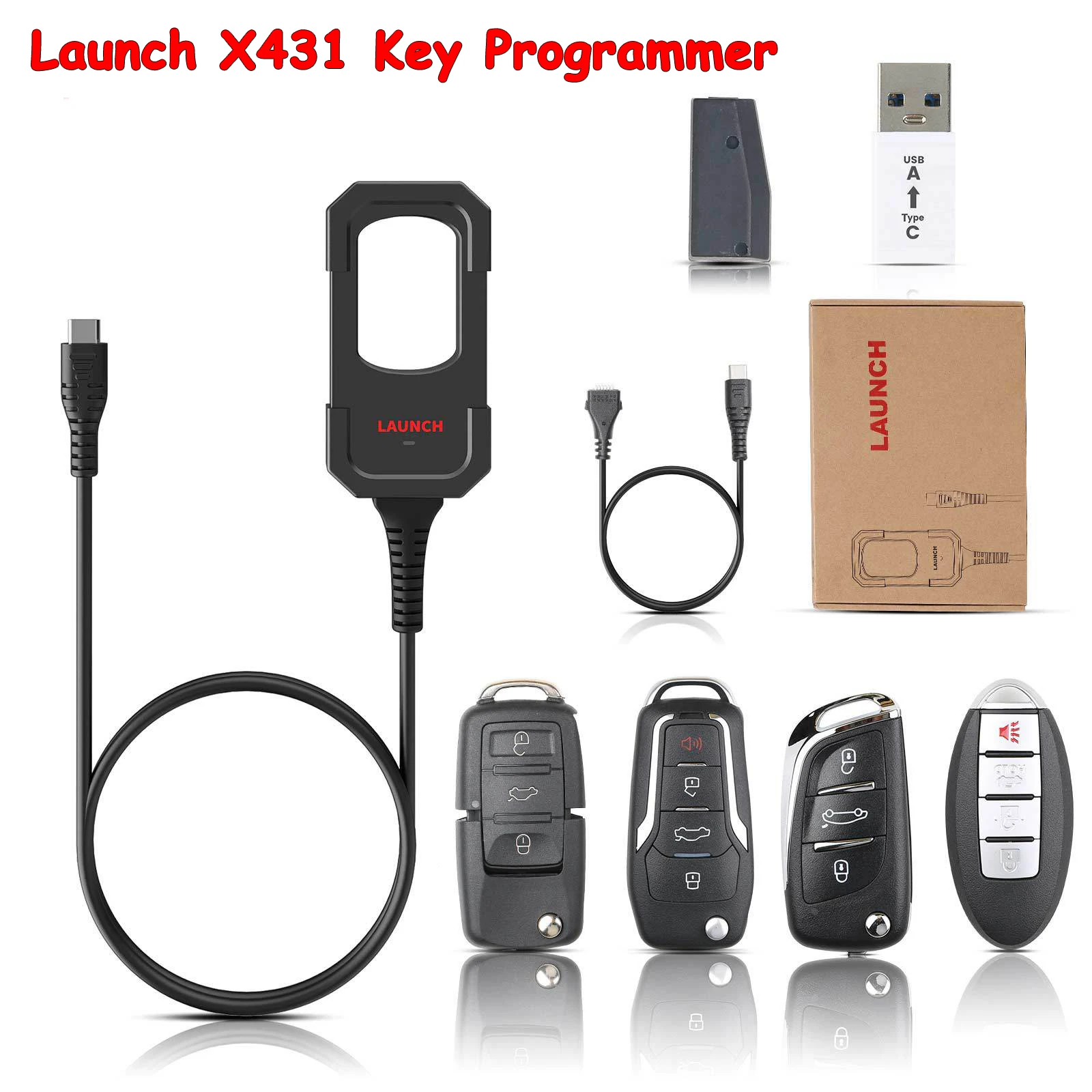 LAUNCH X431 Key Programmer 4 Keys with Super Chip for IMMO Programming Tool Work with X431 PAD V IMMO ELITE IMMO PLUS X PROG 3