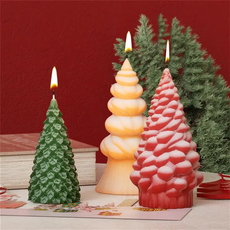 Molde de silicona de yeso aromático con forma de árbol de Navidad de ondas de Donut DIY, soporte de vela, adorno, molde de resina epoxi, regalo de Navidad