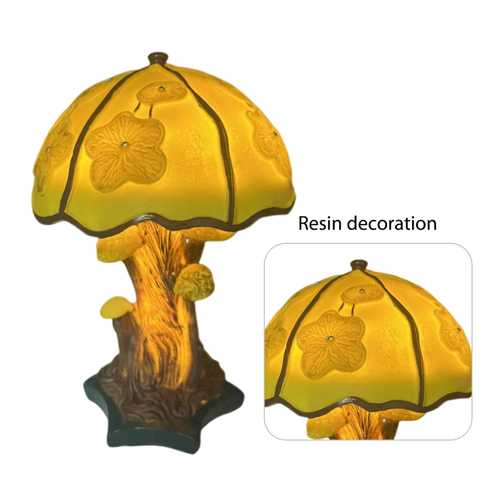 Colorful Retro Night Light Resin Crafts Plant Statues Ornaments Atmosphere Light Fantasy Bright Bedroom Bedside Decor