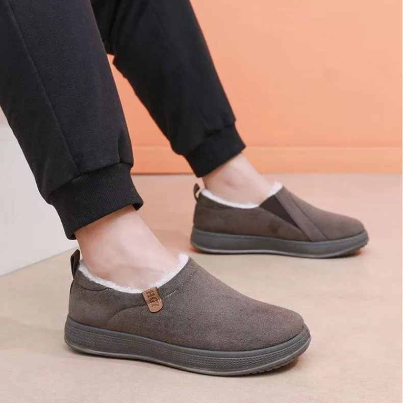 

Fashion Men's Snow Boots Fleece-lined with Skin-friendly Plush That Locks in Warmth Cotton Shoes Winter Slip-on Casual Loafers