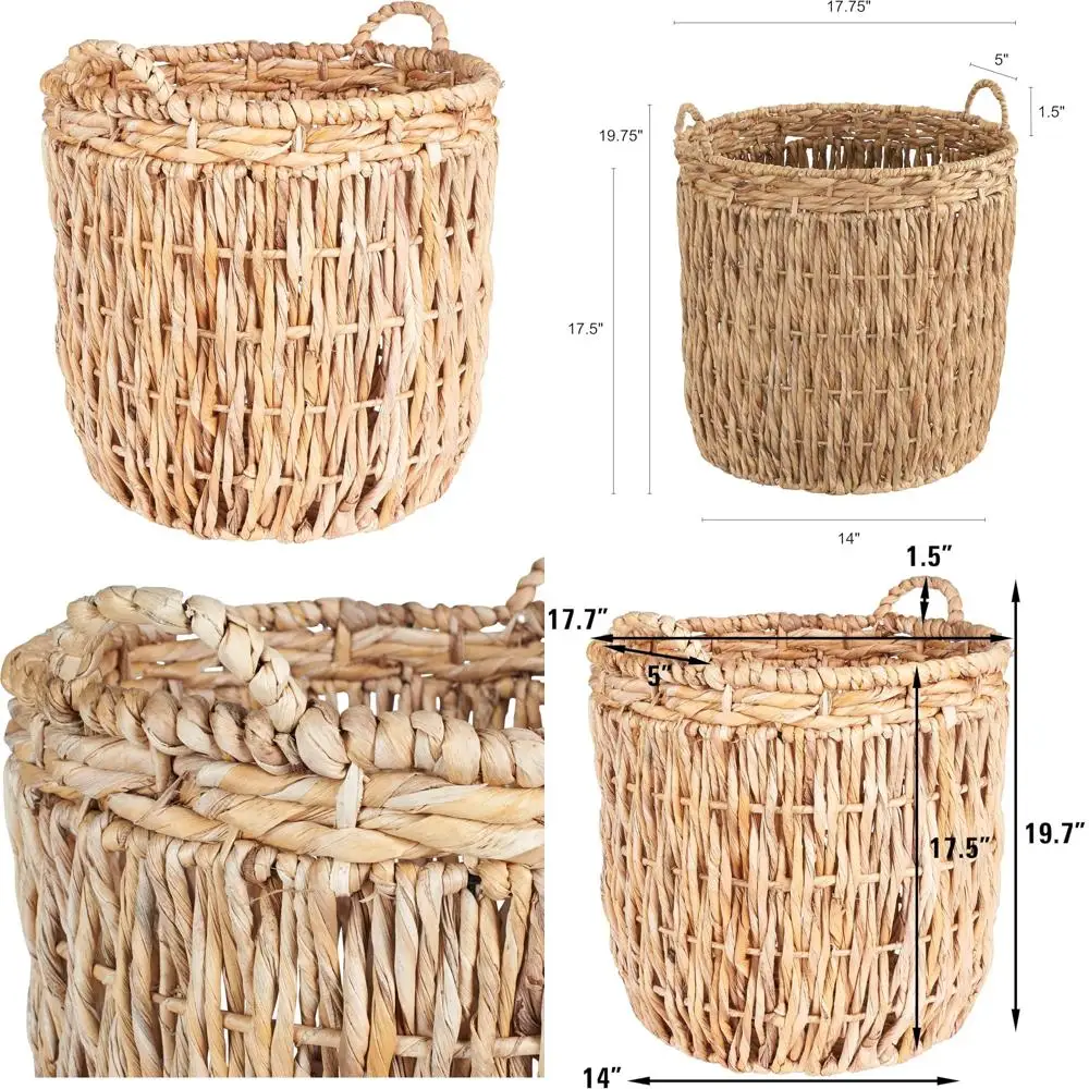

Household Essentials Brown Tall Round Wicker Storage Basket 19'' x 25''