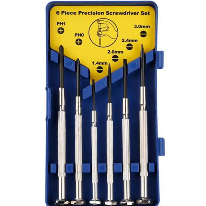 6 Piece Precision Screwdriver Set for Watch and Clock Watchmaker Hand Tool Repair Tools