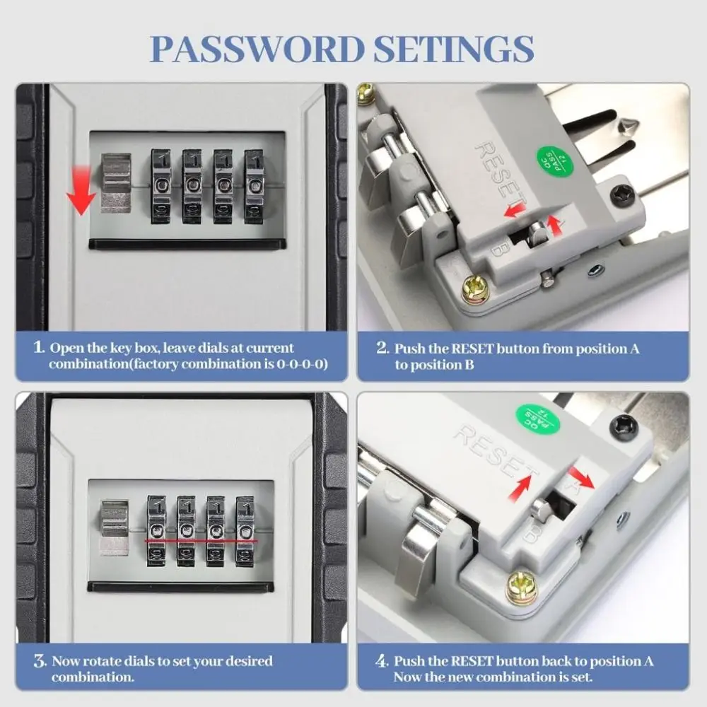 سبيكة مفتاح اقفال الصناديق مانعة لتسرب الماء جدار جبل خزنة بمفتاح كلمة المرور المحمية مكافحة سرقة قفل مزيج مفتاح صندوق تخزين #4
