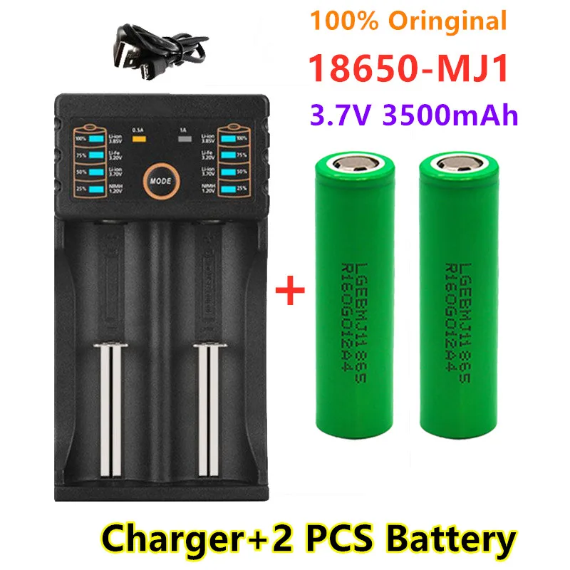 100% 원래 mj13.7v3500mah 18650 bateriarecarregável de lítio para baterias de lanterna 파라 mj1 3500 mah bateria + carregador