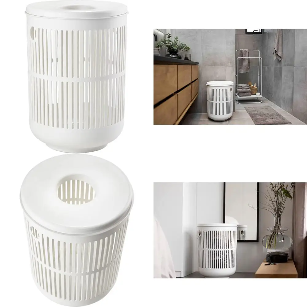 سلة غسيل عملية أنيقة - تعزيز روتينك باللون الأبيض، 16.14 × 16.14 × 21.65 بوصة، سعة كبيرة للاستخدام المنزلي