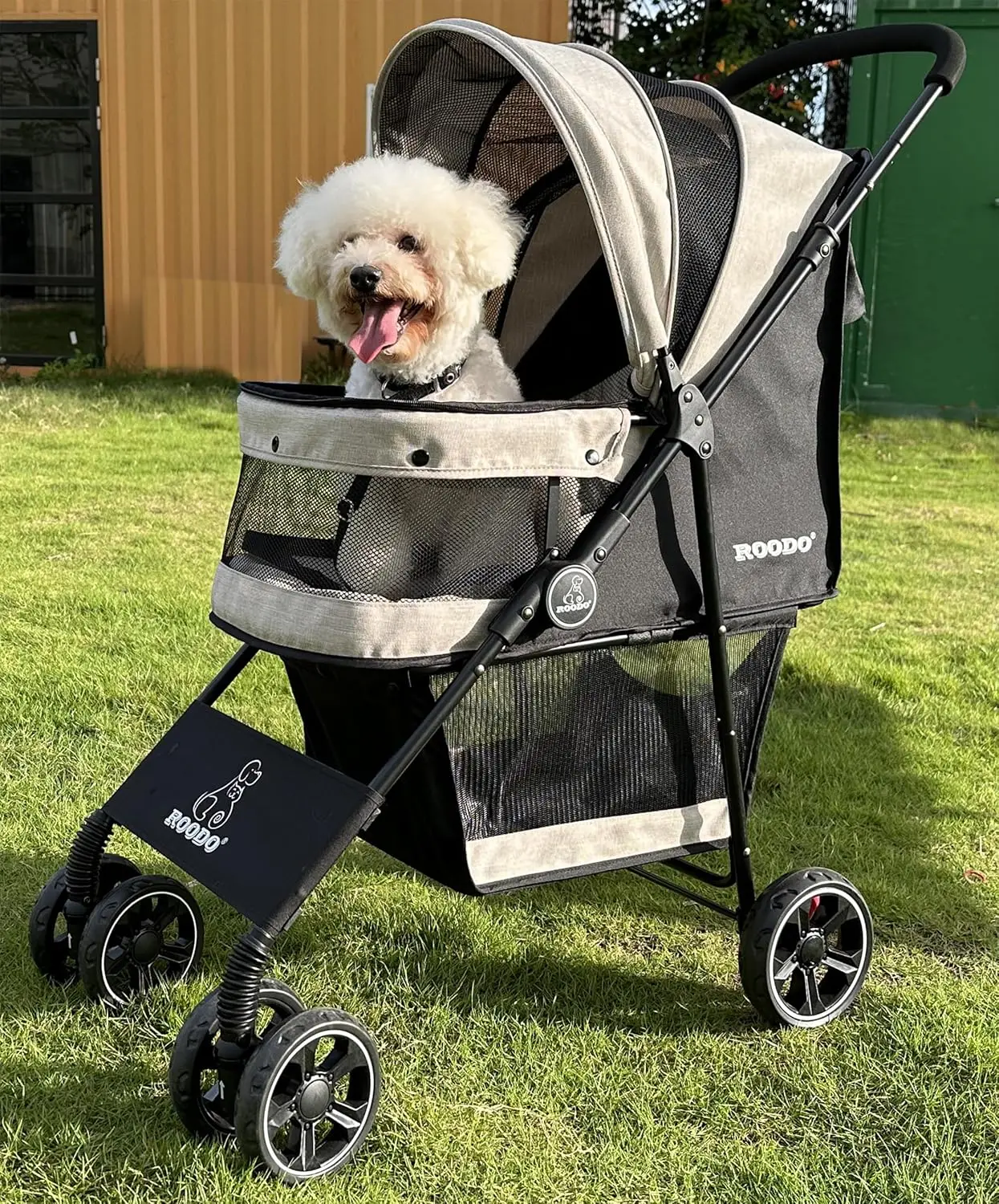 All-Terrain Pet Travel: Lightweight Foldable Pet Stroller for Small/Medium Pets, up to 30 lbs, Light Khaki