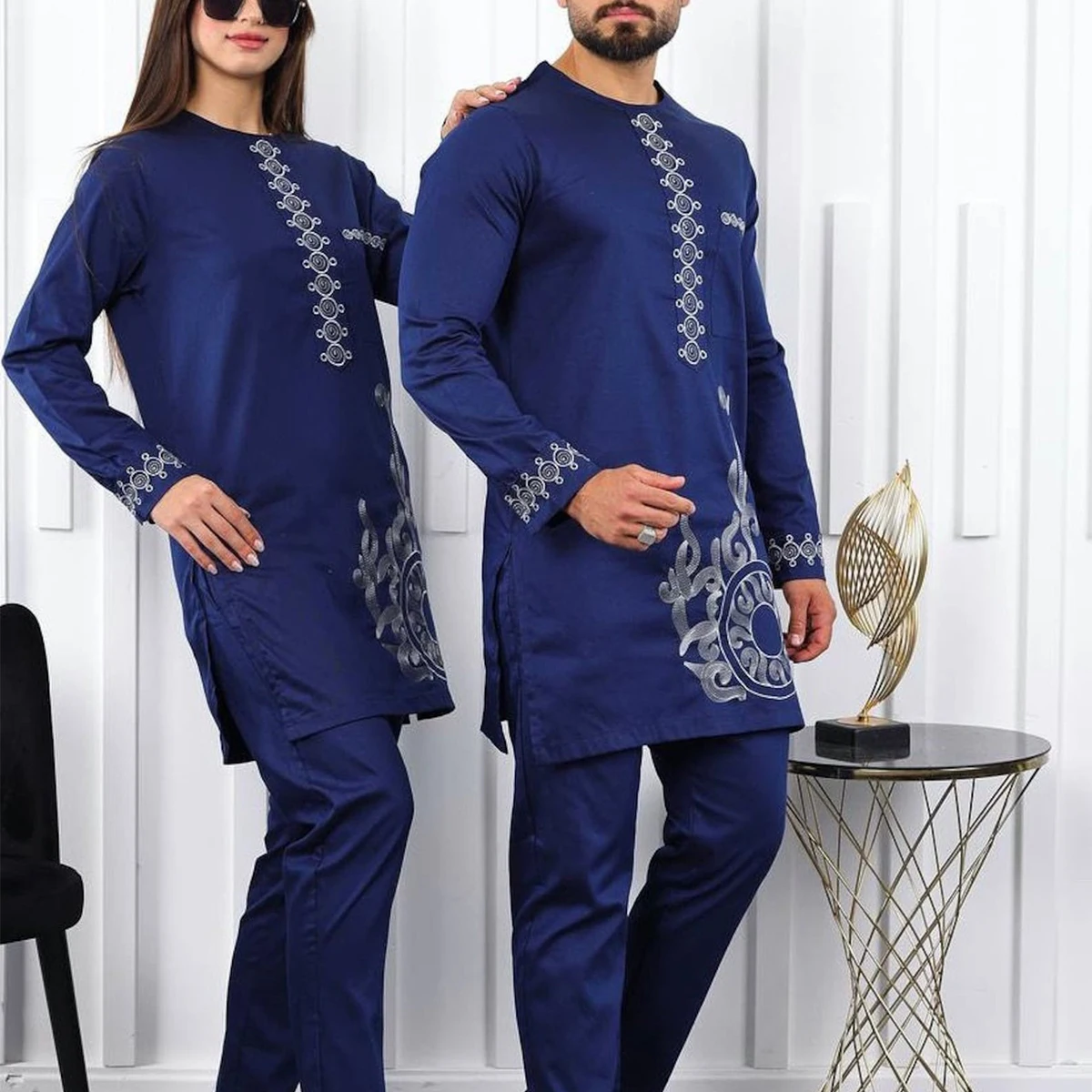 2024 Agbada African Dress, Men\'s groom shirt and trousers two-piece suit, birthday party Nigerian embroidered Agbada Buba