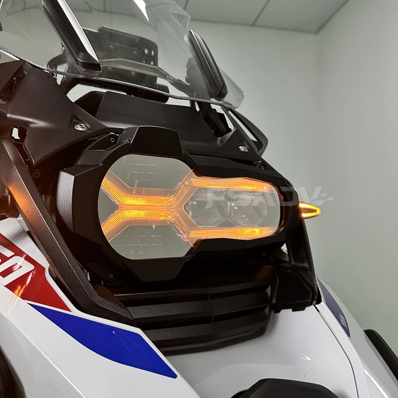 واقي المصباح الأمامي للدراجة النارية مع 4 أغطية لين فلورسنت لسيارات BMW R1250GS R 1250 GS R1250 GS ADV Adventure 2020-2023