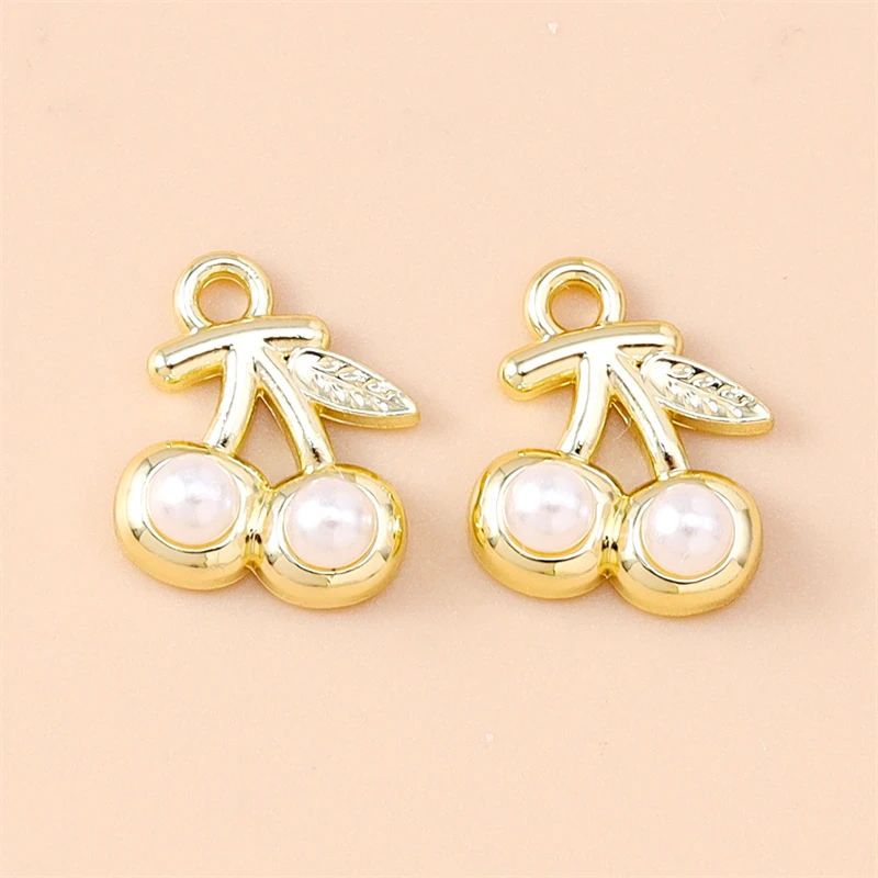 5 Stück 11x13mm Niedliche Mini-Kristall-Metall-Frucht-Kirsch-Anhänger für Schmuckherstellung, Halsketten, Ohrringe, Armbänder, DIY-Bastelgeschenk – Detail 6