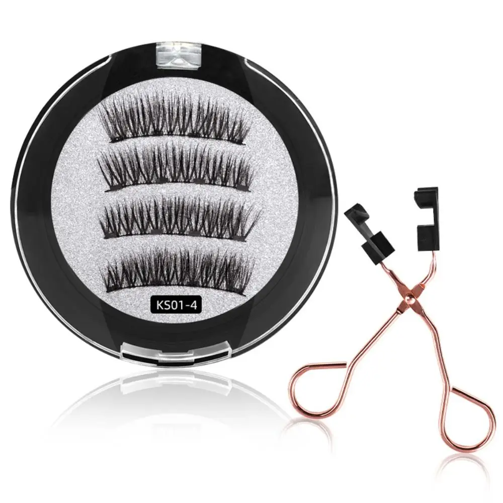 Natural Slimming Magnetic False Eyelashes Fluffy Wispy Lashes Extension Four Magnetic False Eyelashes Y2k Non-adhesive