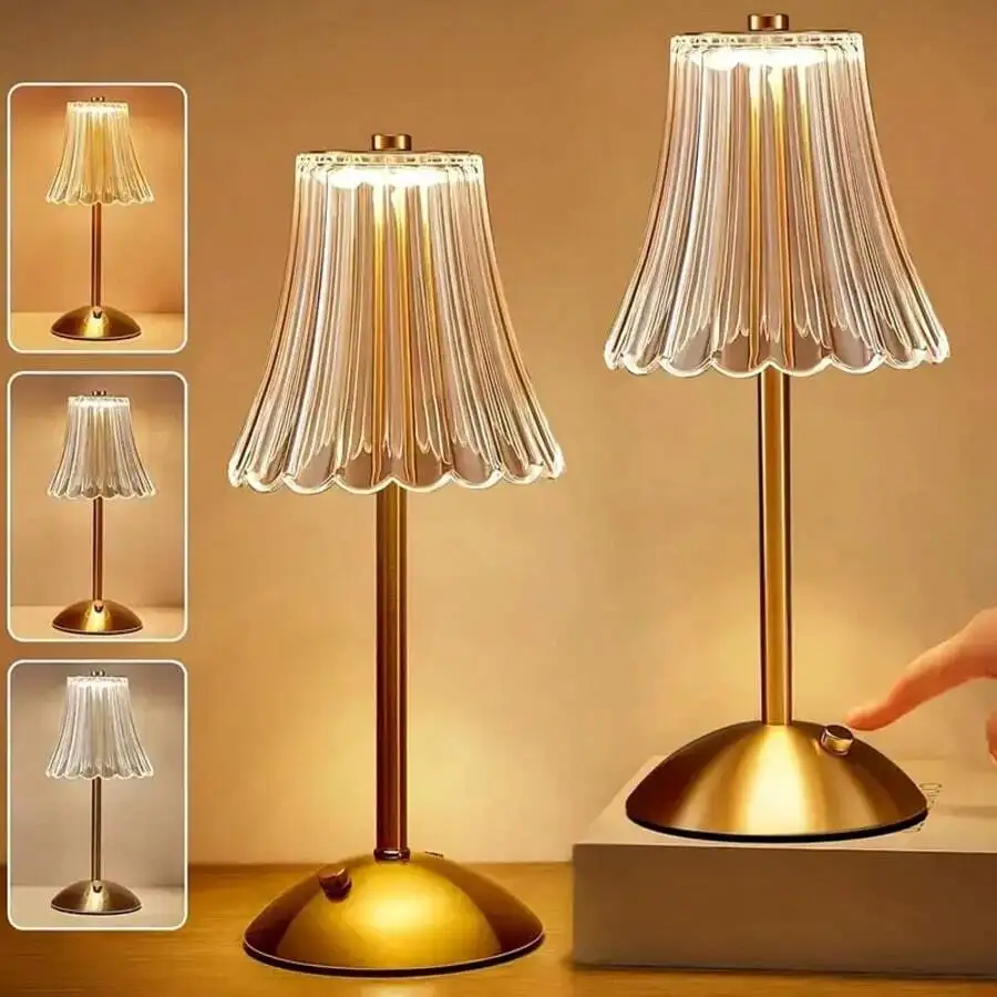 

Cordless Table Lamps For Home,Table,Dining Room, Gold Rechargeable Lamps, USB Charge 12'' Tall LED Brass Portable Outdoor Indoor
