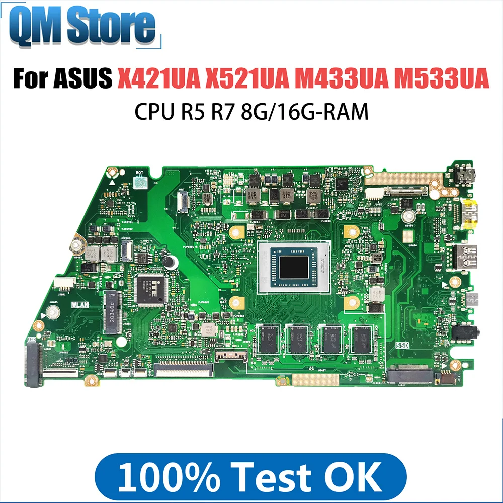 

X421UA Laptop Motherboard For Asus Vivo Book X421UA X521UA M433UA M533UA X421UAY Notebook Mainboard with CPU R5 8G RAM