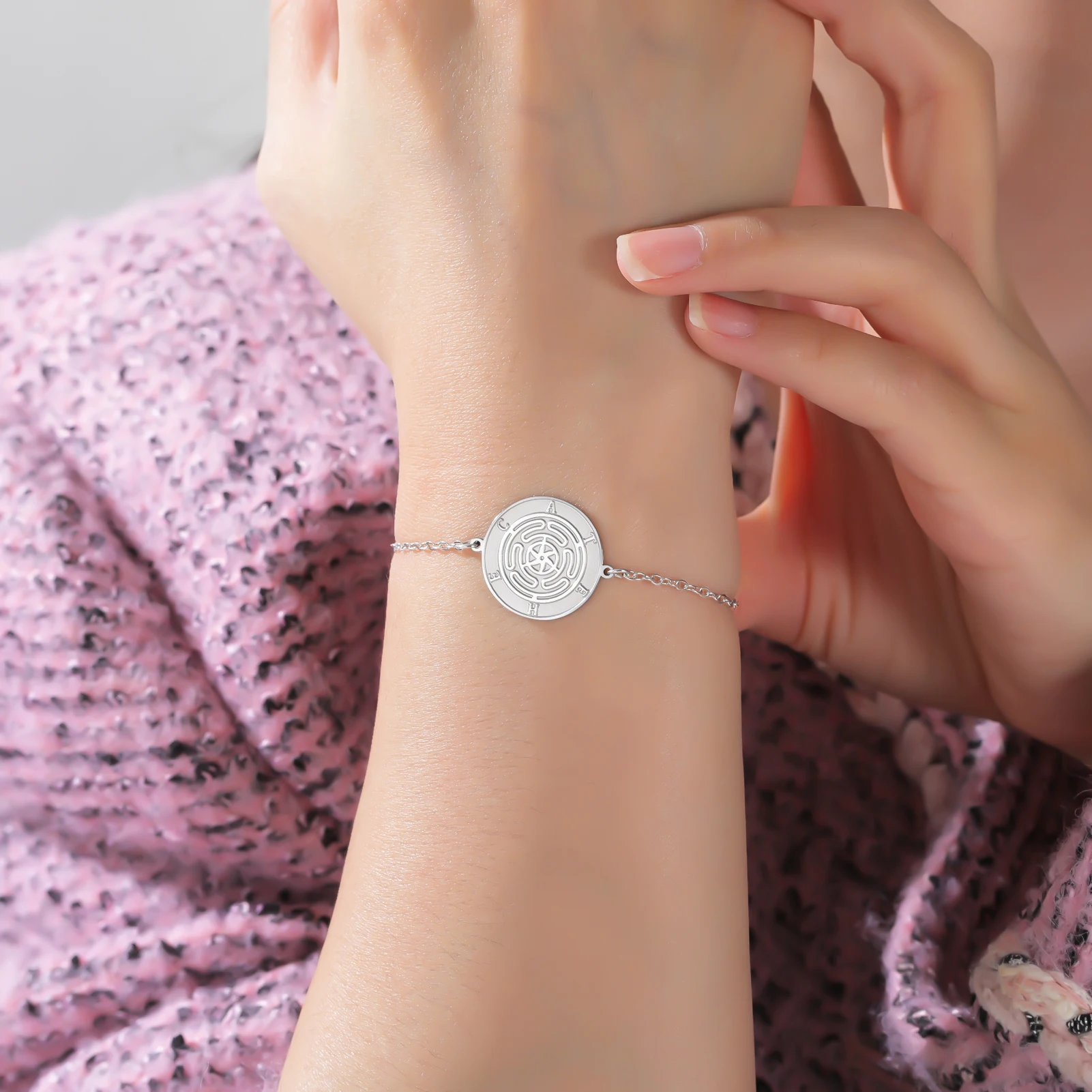 COOLTIME هيكات قلادة سوار أسود أحمر حبل مضفر سوار الفولاذ المقاوم للصدأ مجوهرات الدينية هدايا الرجال والنساء