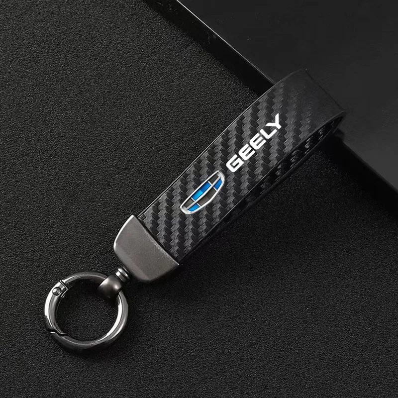 

Carbon Fiber Style Car Keychain Microfiber Leather Key Chain For Geely Atlas Coolray Emgrand EC7 EC8 X7 EX7 CK2 CK3 GL GS