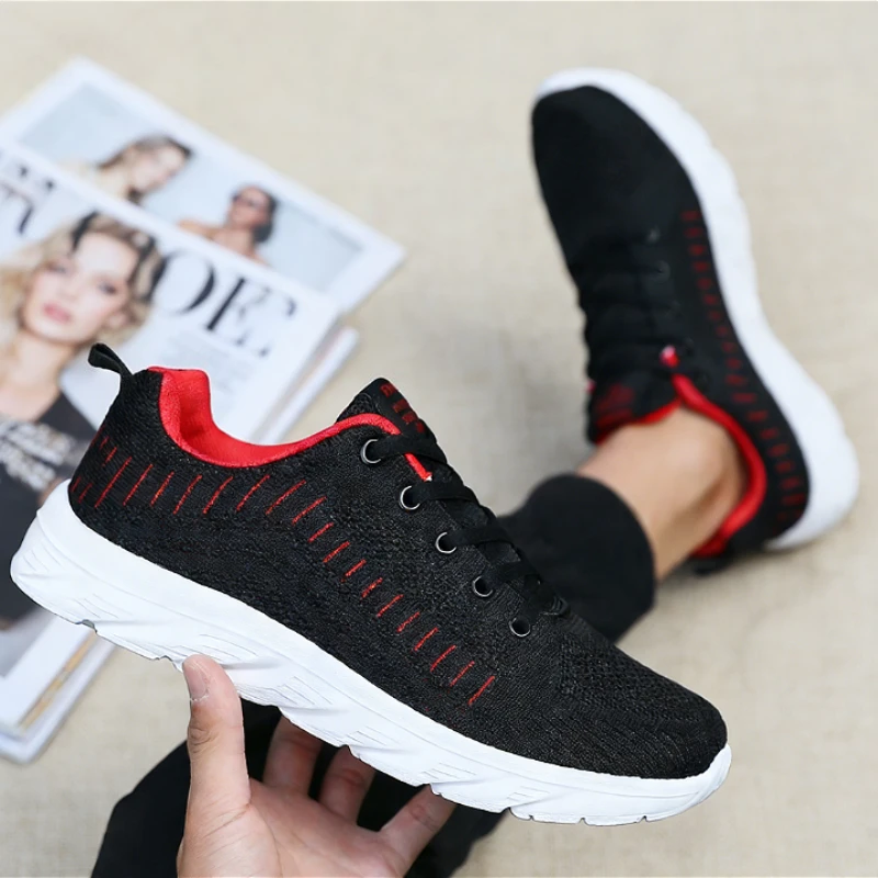 

Современные мужские кроссовки для бега из дышащей трикотажной ткани, нескользящие, прочные, легкие, износостойкие, с мягкой подошвой, для ходьбы