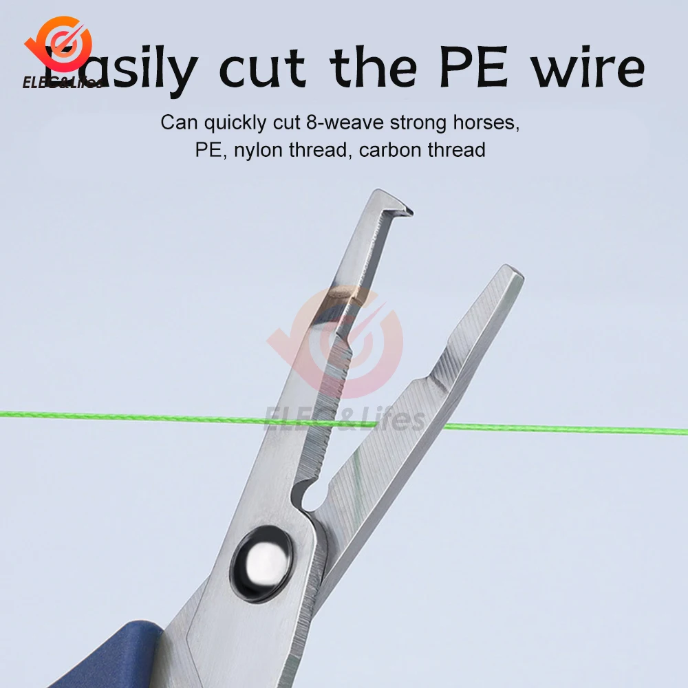 420 Stainless Steel Fishing Scissor Accessories Portable Scissors Plier Cut PE Braid Line with Puller Tool Fishing Tool