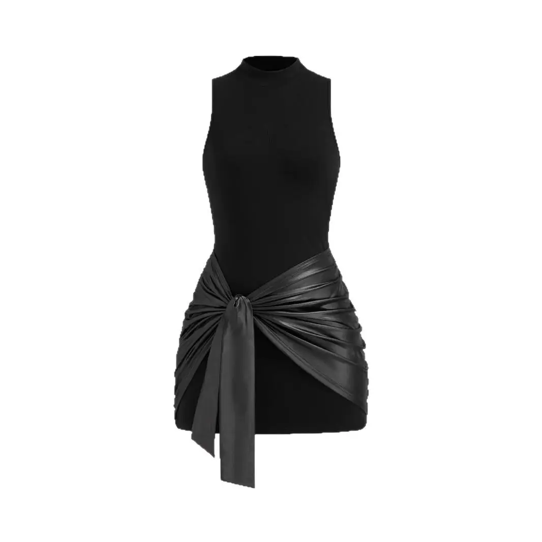 

Весенний новый Sle L25D060 Трансграничный сексуальный цвет круглый Ne Svel с запахом вокруг талии ort Dr