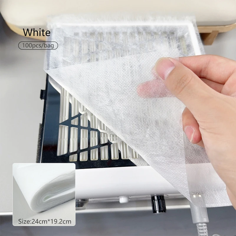 

100pcs Disposable Nail Art Vacuum Dust Collector Non-Woven Filter Paper Pink/Blue/White Paper Manicure Machine Dust Filter Paper