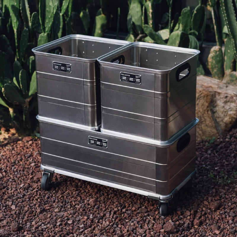 Outdoor Retro Storage Box Aluminum Magnesium Alloy Toolbox Large Capacity Storage Case Removable Wear Resistant Outdoor Tools