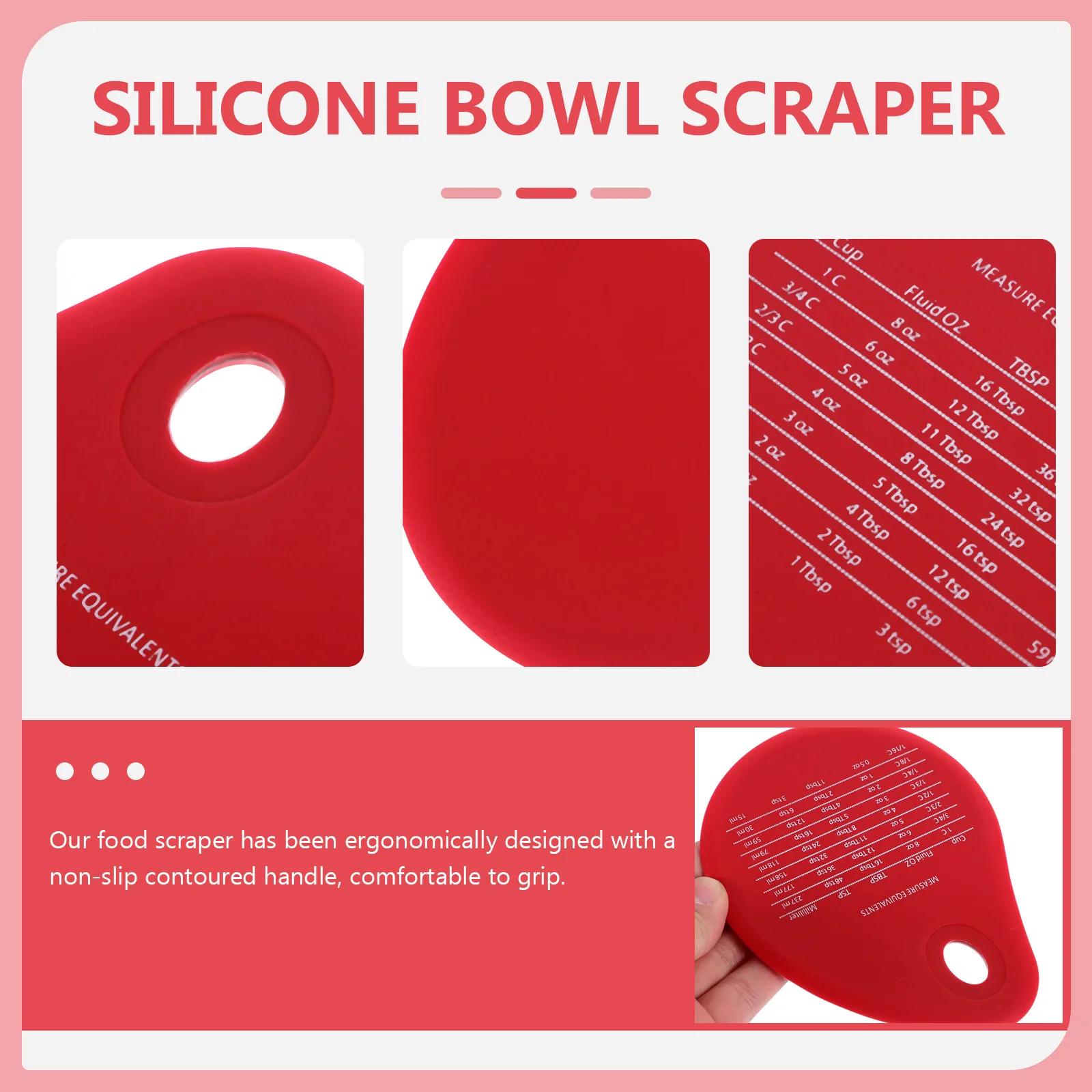 

Kitchen Measuring Scraper Silicone ABS Multi-Functional Dough Non-Slip Handle Baking Tool Cake Pizza Vegetable Chopper