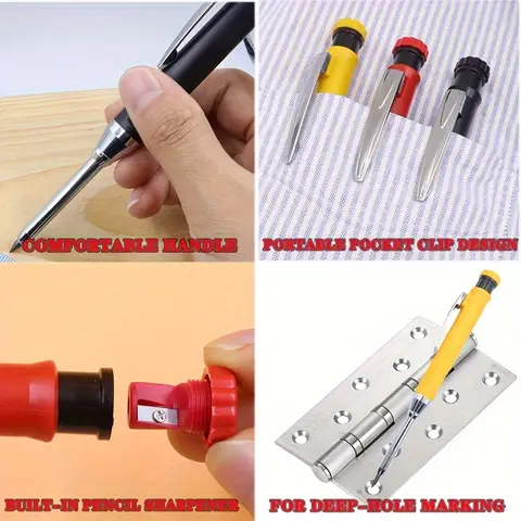 Solid snickarpenna träbearbetning mekanisk 3 färger refill konstruktionsmärkning ritstift inbyggd slipare 6 best sales icke-vässande penna - №4