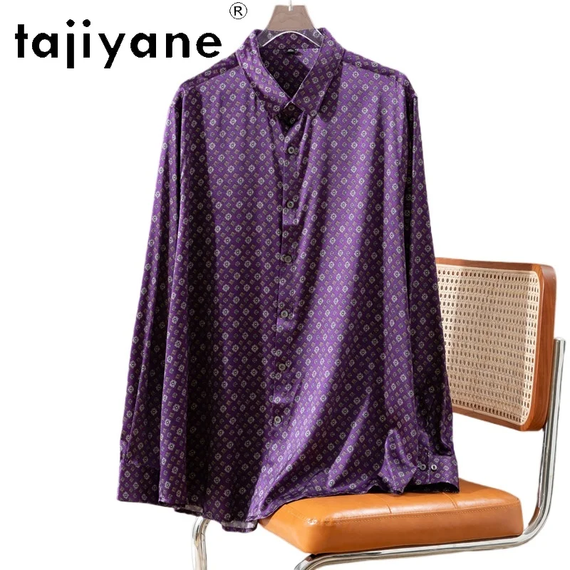 

TAJIYANE 24MM 90% Mulberry Silk Shirts for Men Causal Long Sleeve Shirt Fashion Printed Shirt Man Spring Clothing 2026 camisas
