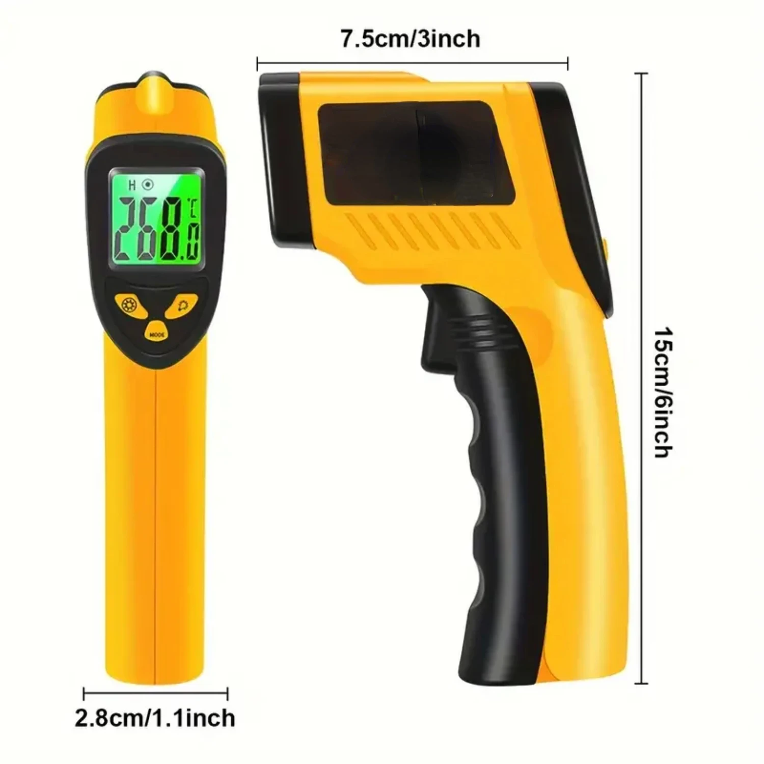 GM550 Infrared Thermometer -50-500°C Non-contact Laser Temperature Gun Temp Sensor Handheld Digital Pyrometer Emissivity Adjust