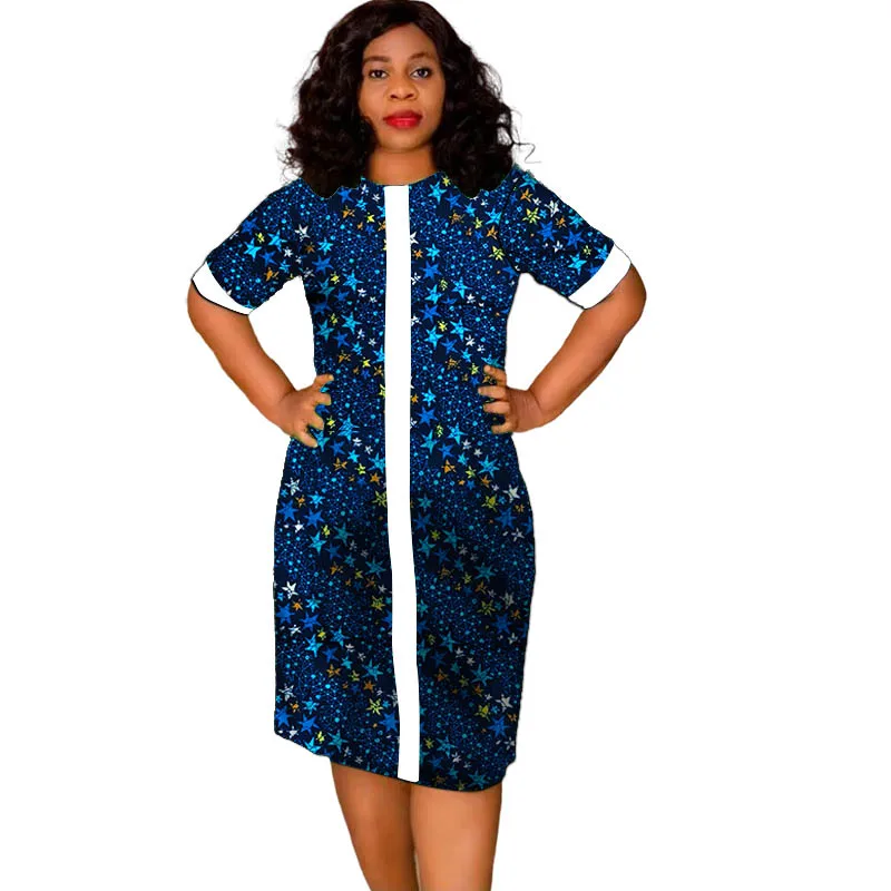 Half Sleeves Dress African Trends Patchwork Design Elegant Wax Print Women's Ankara Outfit Customized