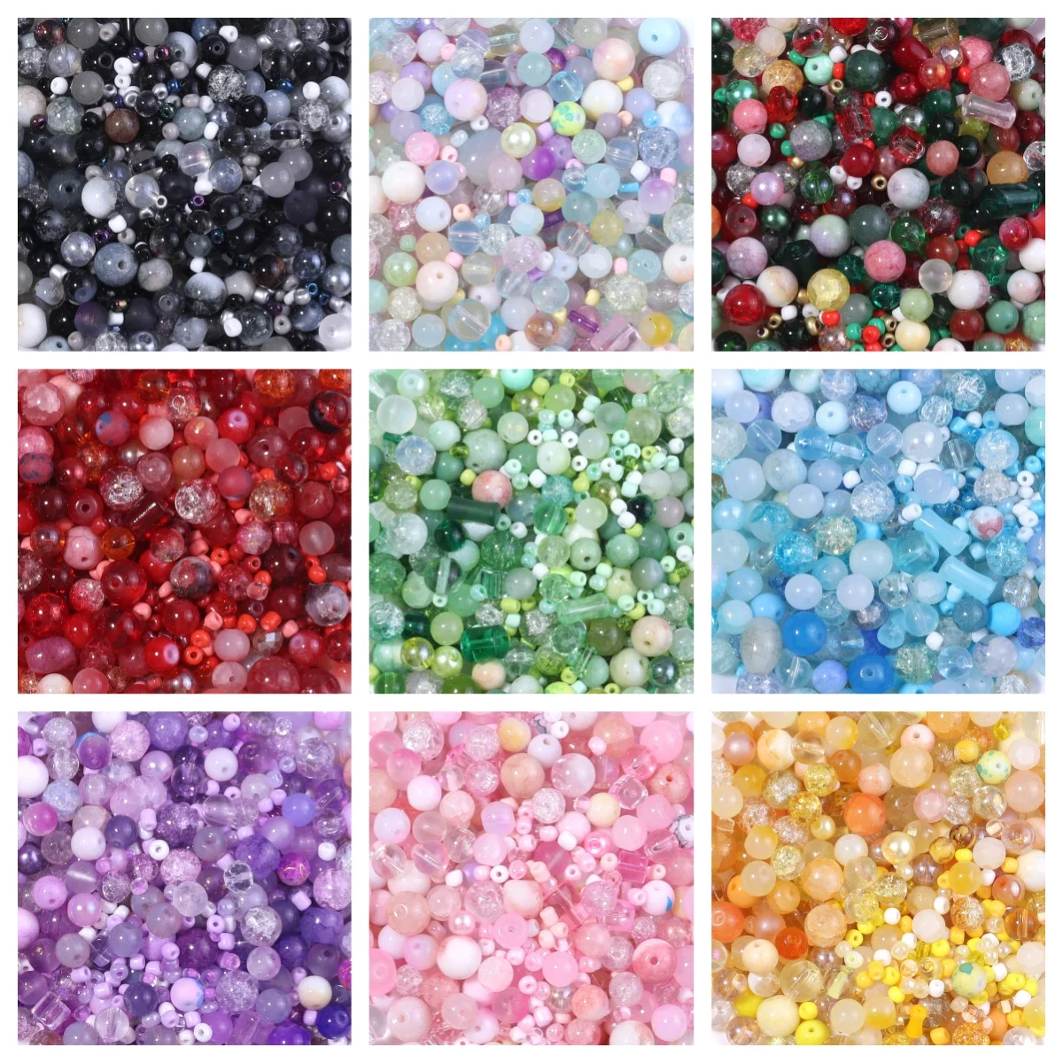 50g/lot Mixed Random Glass Beads 3‑12mm Multi Shape Loose Spacer Bead for DIY Bracelet Necklace Earring Jewelry Making Supplies