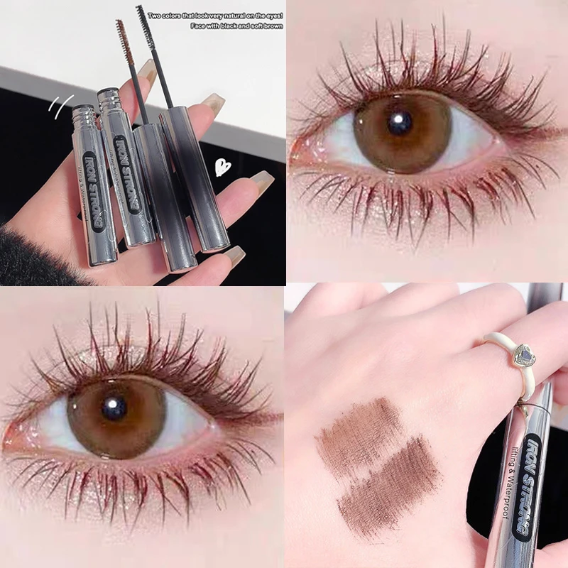 Cappuvini Wodoodporny tusz do rzęs przedłużających rzęsy, delikatnie podkręcający, pogrubiający, długotrwały, wydłużający, czarny, brązowy, naturalnie podkręcający rzęsy, kosmetyk.