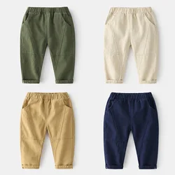 Soft Boys Cargo Pants Toddler Kids Trousers Elastic Waist Children's Clothes