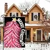 Pink Merry Christmas Tree Garden Flag 12x18 Inch Double Sided jjp