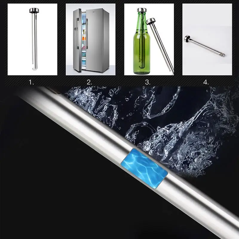 2PCS Stainless Steel Beer Cooler Stick Ice Wine Stick Stainless Steel Bottled Beer Cooler Stick Easy To Use 2 Pieces Instant