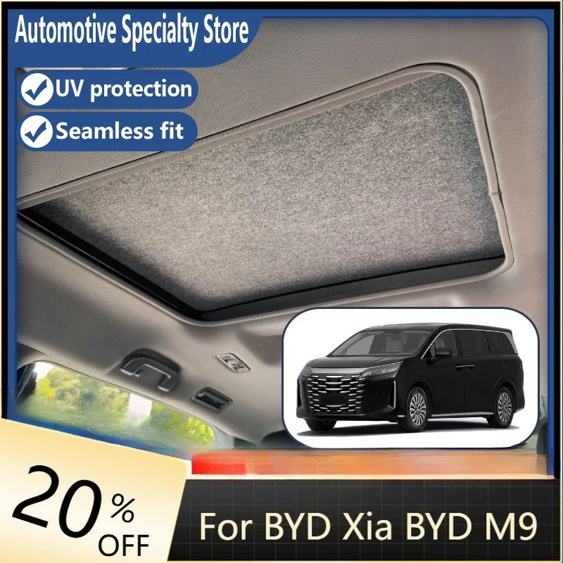 

Car Panoramic Sunroof Insulation Roof Visor Electrostatic Adsorption Suede Fabric Sun Protection For BYD Xia BYD M9 2025~2026 25