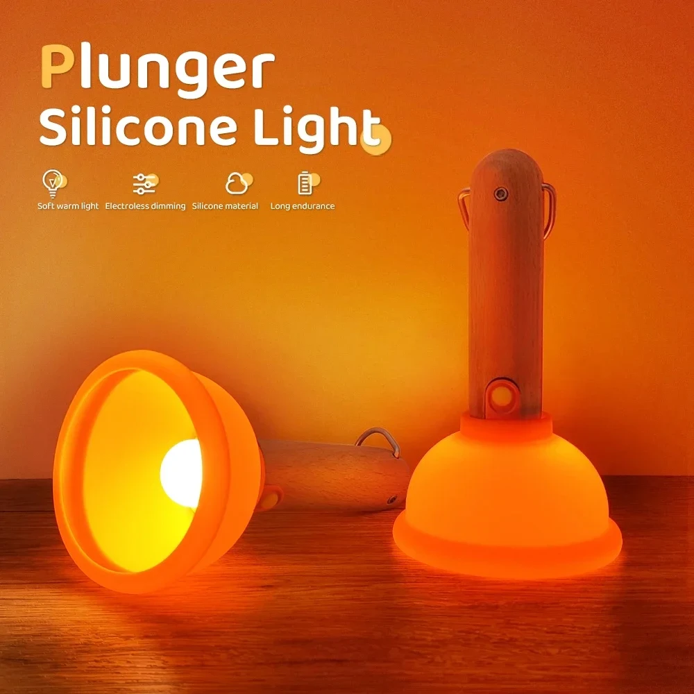 

1 Pc USB Night Light Colorful Light Funny Plunger Silicone Nightlight Creative Halloween LED Bed Lamp Christmas Gift