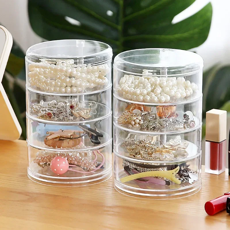 

Multi Layer Rotating Transparent Round Jewelry Box for Earrings Studs Necklaces Bracelets Rack Display Shelf Jewelry Storage Box