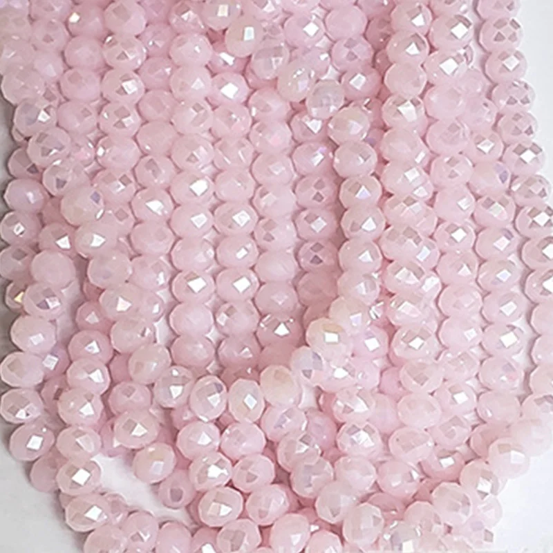 Pink Solid AB Colors 2 3 4 6mm Rondelle Austria Faceted Crystal Glass Beads Loose Spacer Round Beads For Jewelry Making Diy