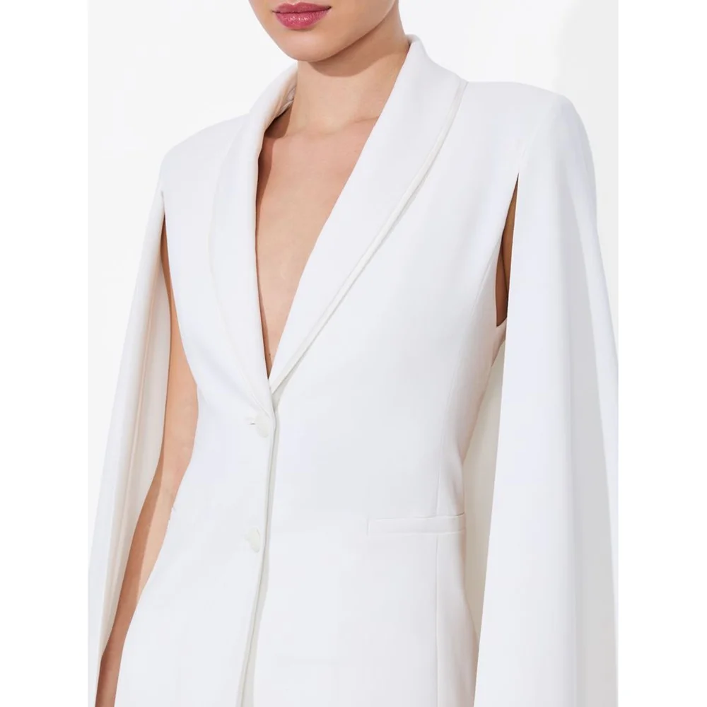 Branco único breasted novo feminino 2 peças (blazer + calças) ternos de moda formal conjuntos de festa à noite conjunto personalizado