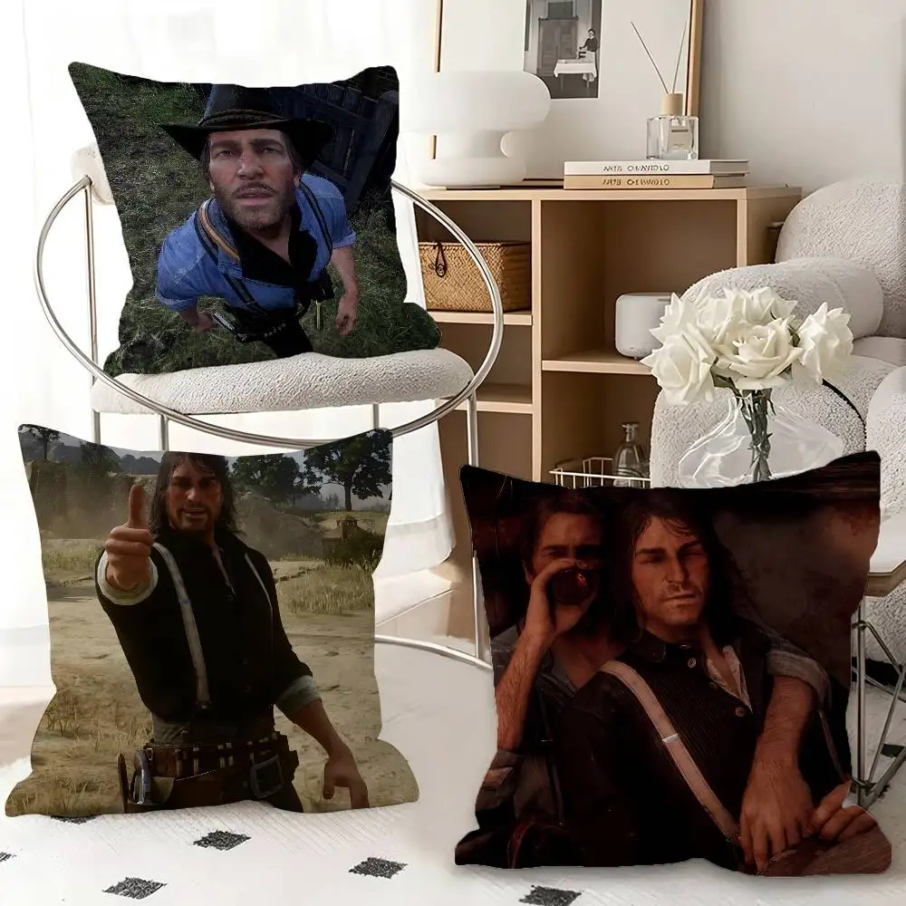 1pc Funny Arthur Morgan John Marston Pillow Case Fashion Square Pillowcase Bedroom Sofa Room Ins Decoration Leisure