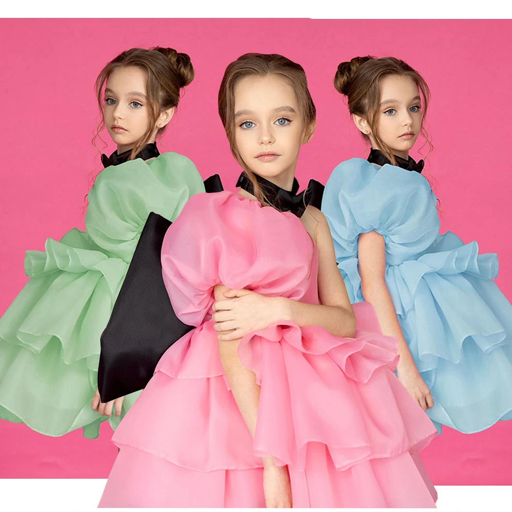 

Elegant One Shoulder Dress for Kids Girl Party Dress Puffy Princess Tutu Dress Formal Evening Prom Dress Birthday Gowns Vestidos