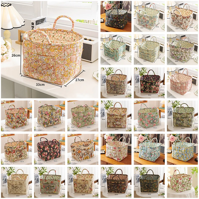 

Rural Pastoral Style Floral Fabric Storage Basket Foldable Clothing Storage Baskets Laundry Baskets Home Sundries Storage Basket