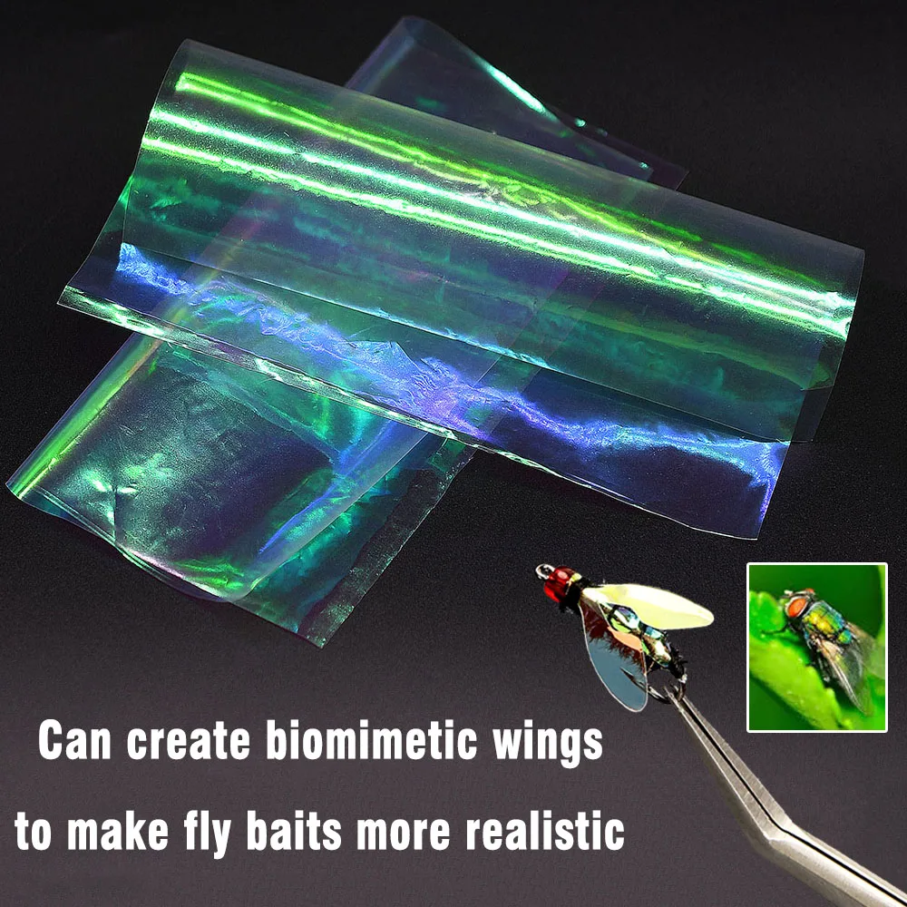MNFT 2 Pcs 16.8x16.5cm Clear Fly Tying Rainbow Film for Sabiki Rigs