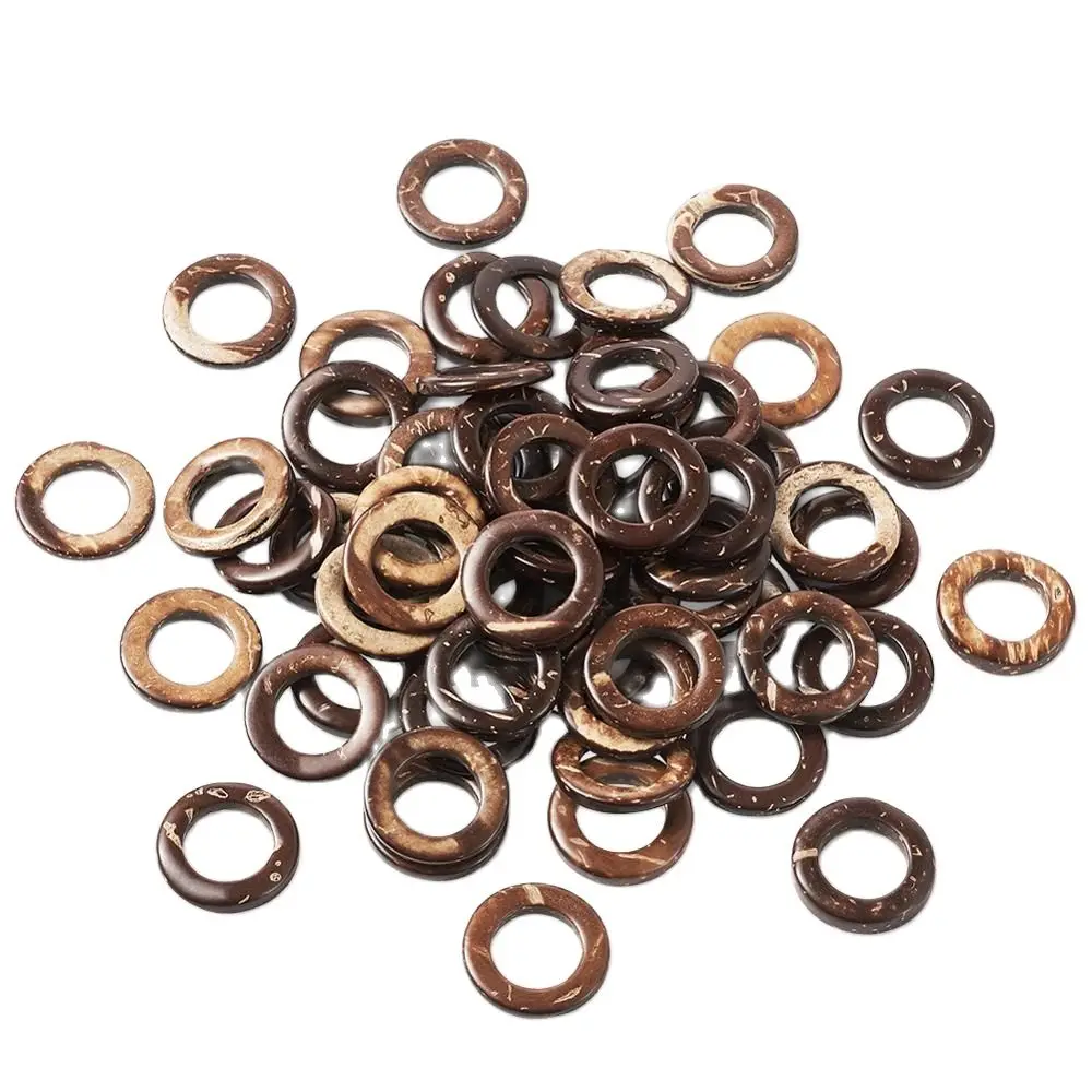 Pandahall 200pcs Wood Rings Coconut Linking Ring for DIY Wooden Crafts Jewelry Making Earring Bracelets Camel 20~23x2~5mm