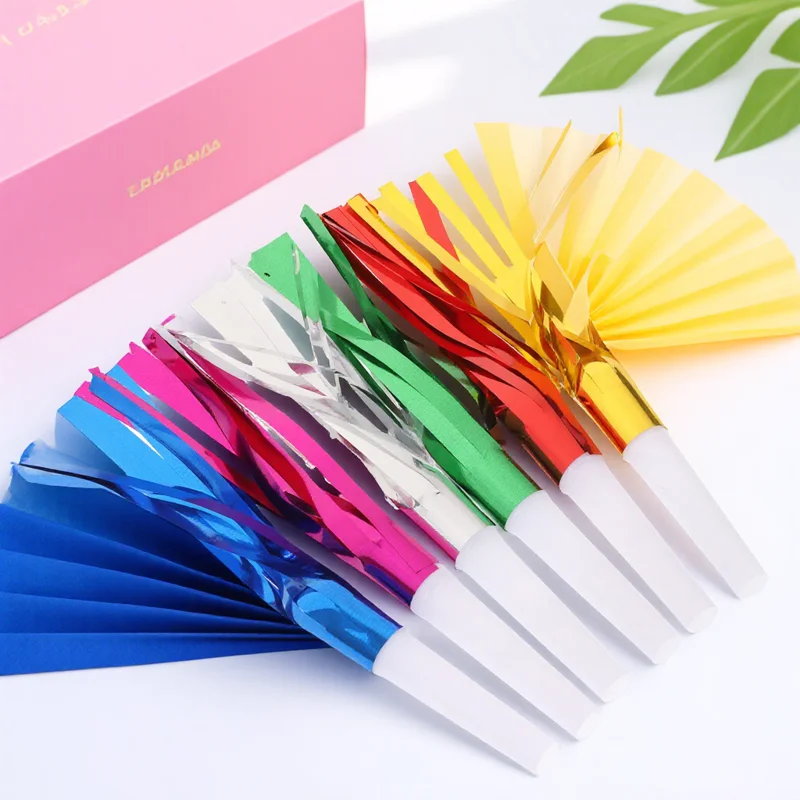 

24pcs Fringed Metallic Party Blowouts Noise Makers s Whistle Christmas Wedding Birthday Party Favors Multicolor 16X8X1.5Cm