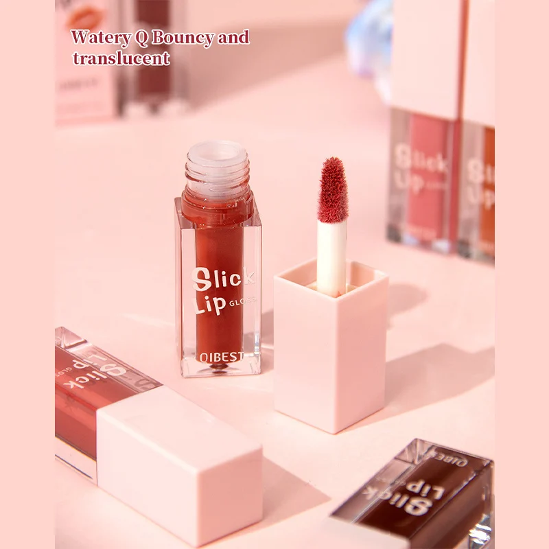 6 Farben Qibest Gelee flüssiger Lip gloss Spiegel Lippen glasur plump ing feuchtigkeit spendende dauerhafte Lippen balsam glänzende wässrige Lippenstift Lippen tönung