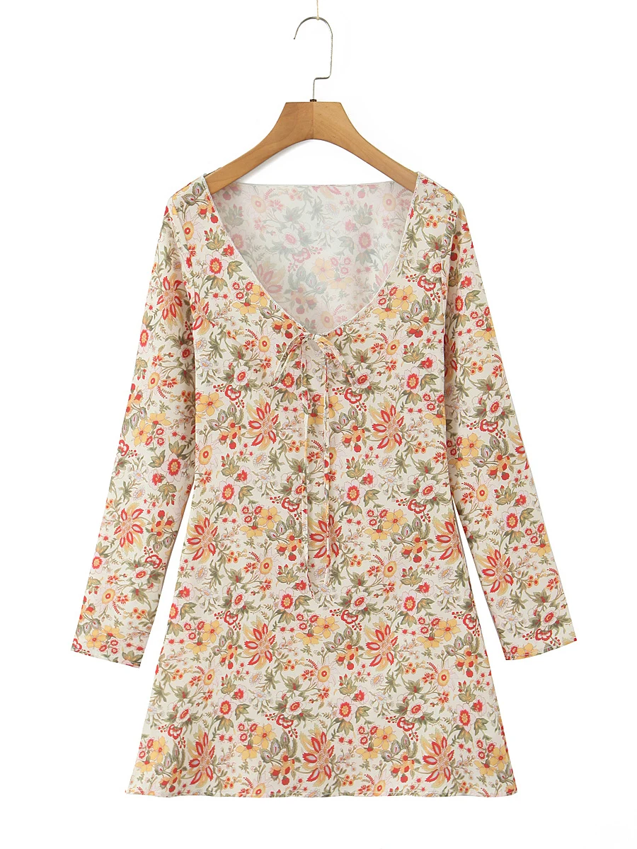 เดรสยาวทรงเอพิมพ์ลายดอกไม้ แบรนด์ Vaion Sle สำหรับผู้หญิง พร้อมเข็มขัด ดีไซน์หรูหรา คอเหลี่ยม เหมาะสำหรับงานปาร์ตี้วันหยุด