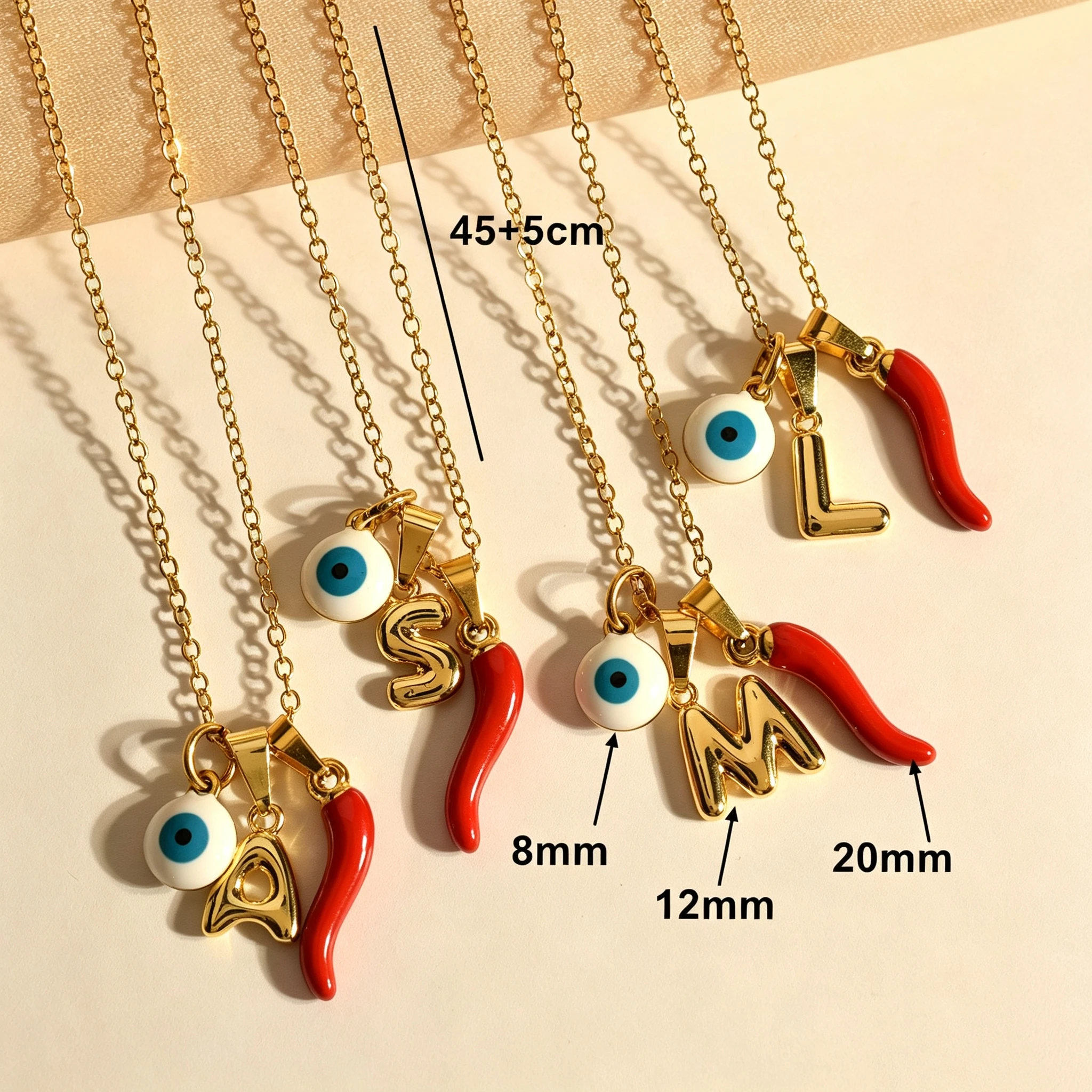 Amulet Evil Eye Necklace Red Chilli Pepper Necklace Personalized Women Fashion Letter Initial Charm Necklace