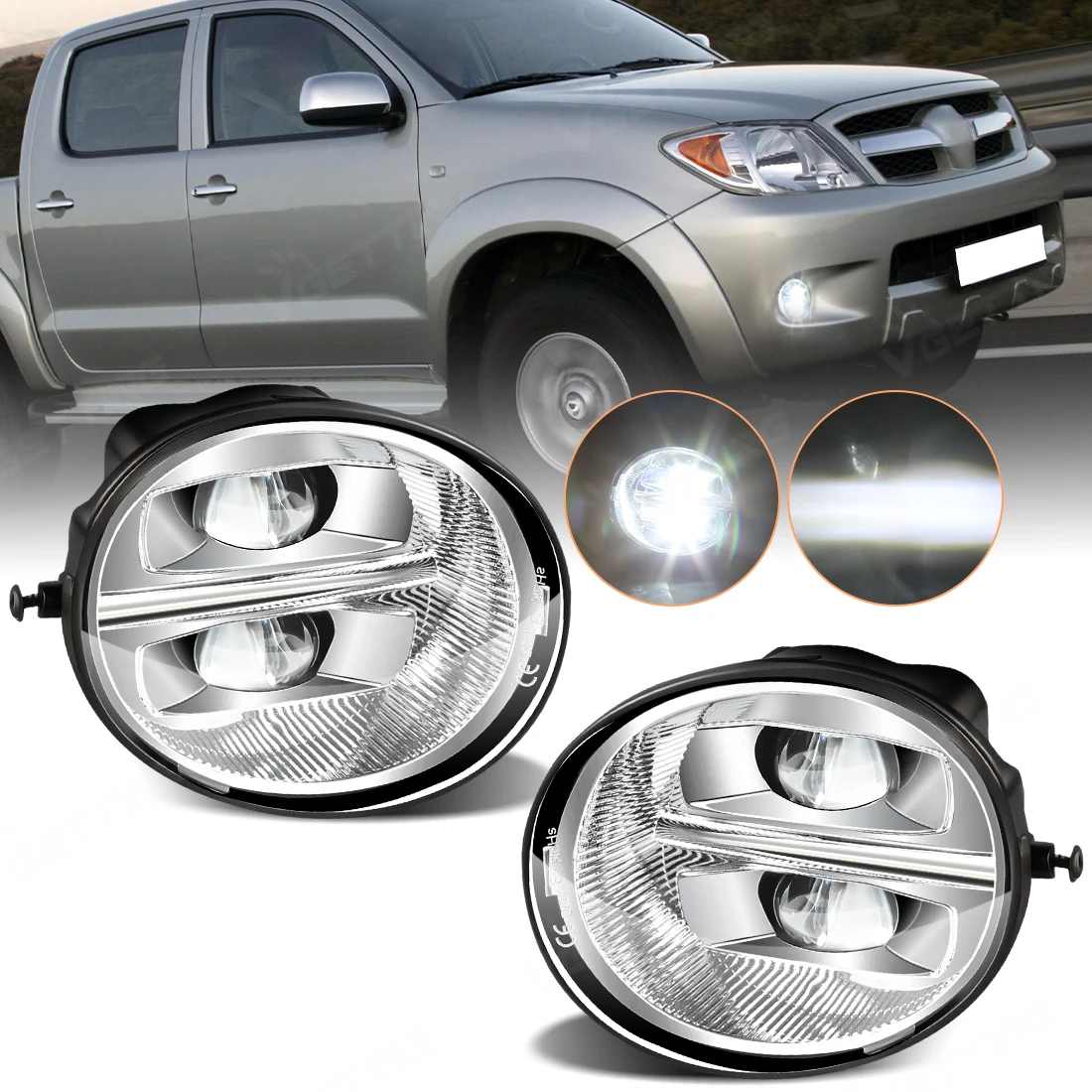 

Car Front Fog Light Assembly For Toyota Hilux Rav4 4Runner Avalon For Lexus ES330 LED Lens White Yellow High Bright DRL 1 Pair