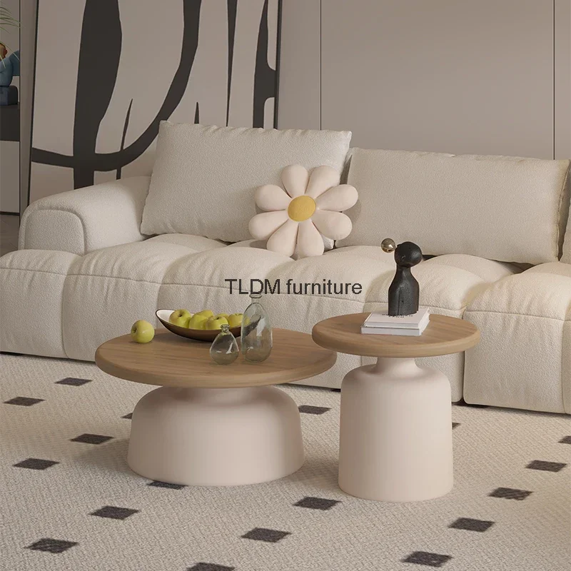 Round Wooden Coffee Table Bedroom Side Small Modern Japanese Coffee Table Tea Cute Minimalist Mesa Redonda Designer Furniture