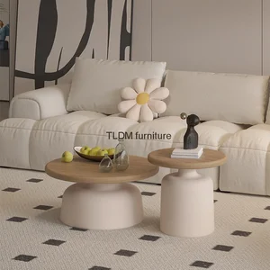 Roundwood coffee table for bedroom, small modern Japanese tea table, beautiful minimalist furniture, round table 10 Main Sales Side Table - №7